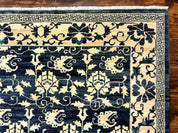 Sino Persian Rug 6x9, Hand Knotted Wool Carpet, Floral Allover, Blue Cream-Tan