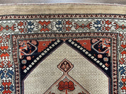 Rare Persian Sarab Tribal Runner Rug 4 x 10, Antique, Geometric Medallions, Camel Hair Runner