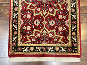 Indo Persian Runner Rug 2.6 x 10, Floral Hand Knotted Wool Hallway Rug, Red