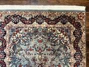 Indo Persian Kerman Rug 3x5, Light Blue, Floral Medallion