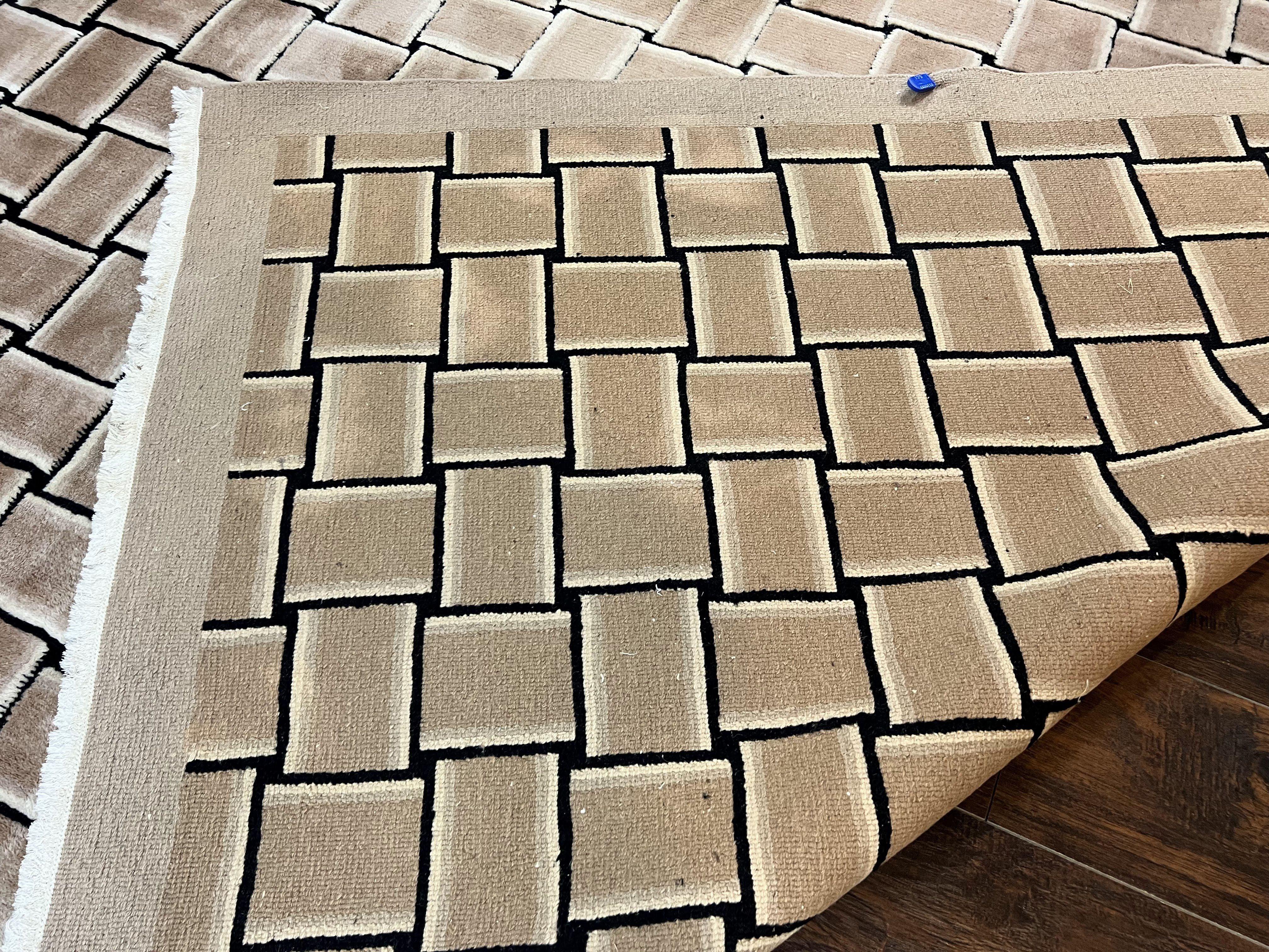 Tibetan Rug 9x12, Handmade, Wool, Modern Design