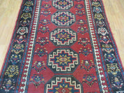 3' 3" X 10' Hand-Knotted Antique Handmade Caucasian Kazak Wool Runner Rug