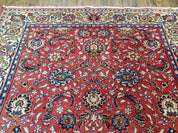 Semi Antique Persian Kashan, Red & Cream, Hand-Knotted, Wool, 4' 8" x 6' 6", Pair A