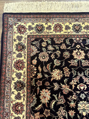 Sino Persian Rug 4x6, Navy Blue and Cream, Floral Allover Oriental Carpet