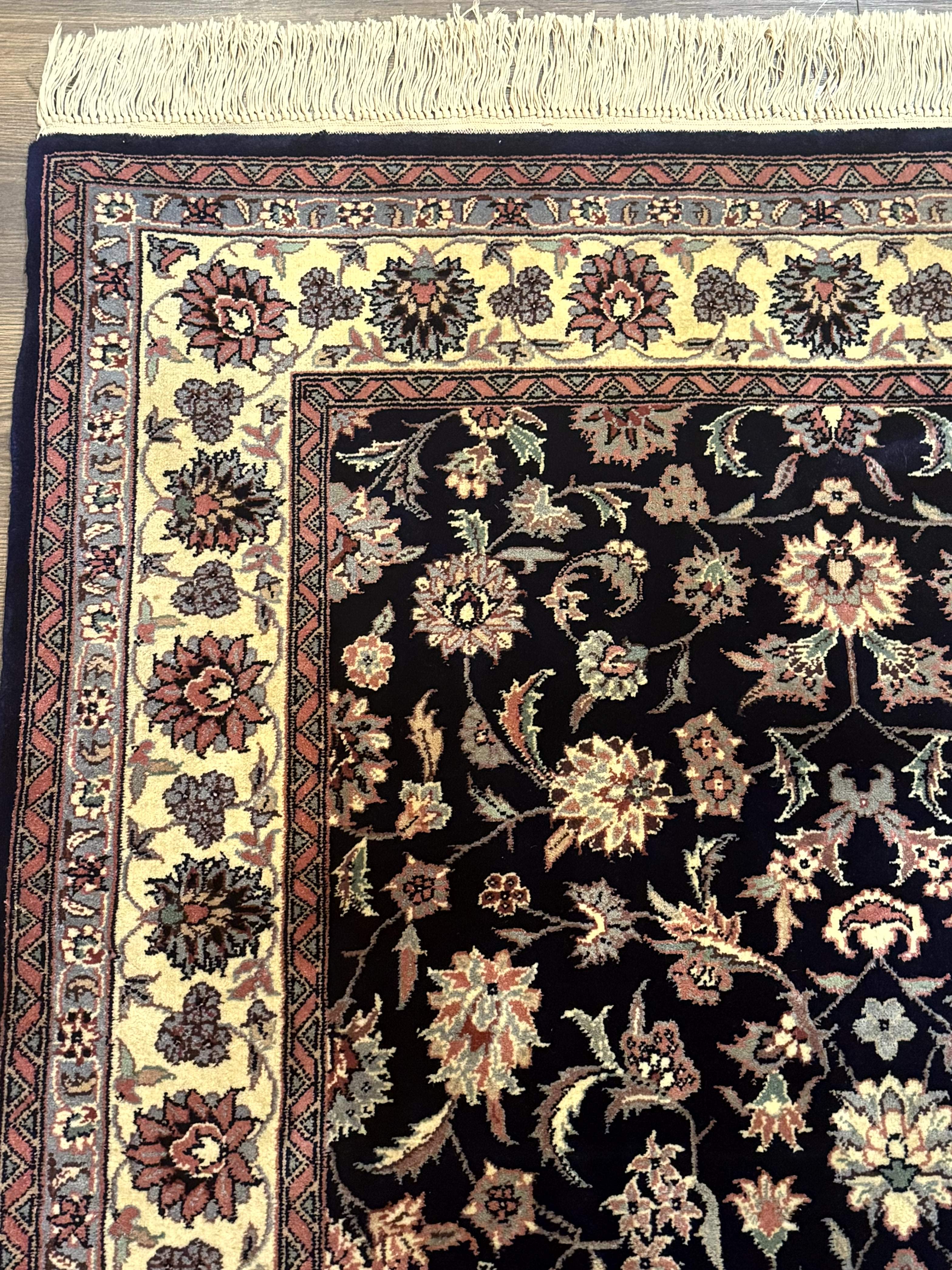 Sino Persian Rug 4x6, Navy Blue and Cream, Floral Allover Oriental Carpet