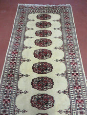 2' 7" x 7' Handmade Finely Knotted Pakistani Turkoman Bokhara Detailed Wool Rug