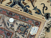 Persian Kashan Rug 10x14, Bone - Beige and Blue, Allover Pattern, Traditional Persian Carpet, Fine 260 KPSI