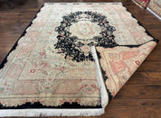 Pak Persian Tabriz Rug 8.6 x 11.6, Black Pink, Traditional Elegant Formal Oriental Carpet, Dining Room Rug, Fine 225 KPSI