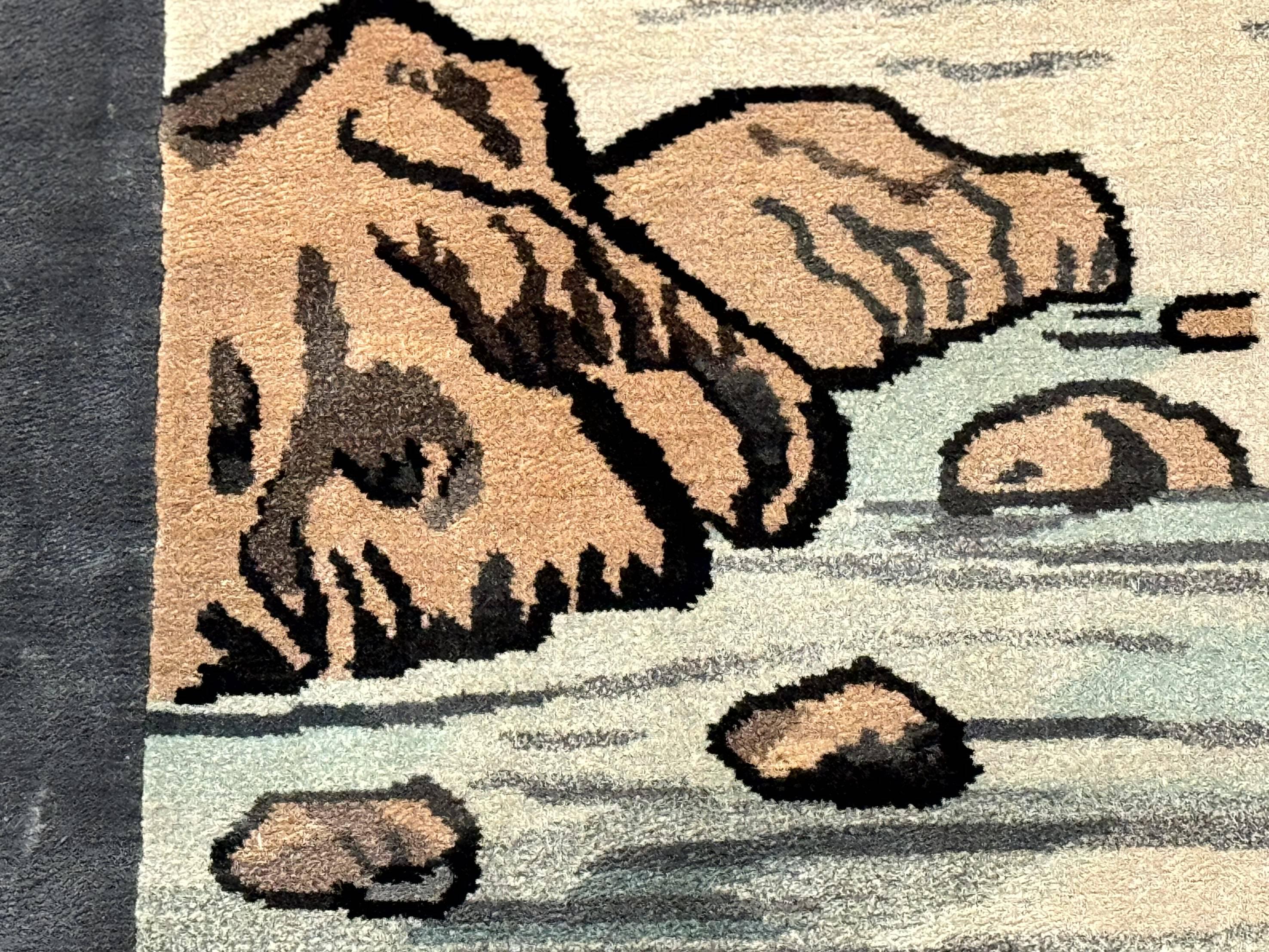 Chinese Silk Wall Hanging 3x5, Handmade, River and Boat Scene, Rug Tapestry