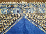 7' X 10' 5" Handmade Moroccan Urban Rabat Wool Carpet Blue Area Rug