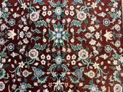 Indo Persian Rug 8x10, Red and Ivory, Floral Allover, Handmade Wool Area Rug