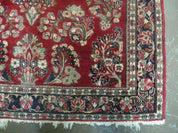Red Persian Sarouk Rug 3x5, Antique Persian Carpet 1920s, Hand Knotted, Floral, Wool, Oriental Rug, Handmade Rug