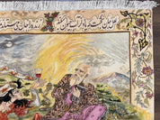 Persian Tabriz Pictorial Rug 5x3, Hafez Poetry In Border, Very Fine Hand Knotted Carpet, Wall Hanging Wool Oriental Carpet 3x5, Highly Detailed