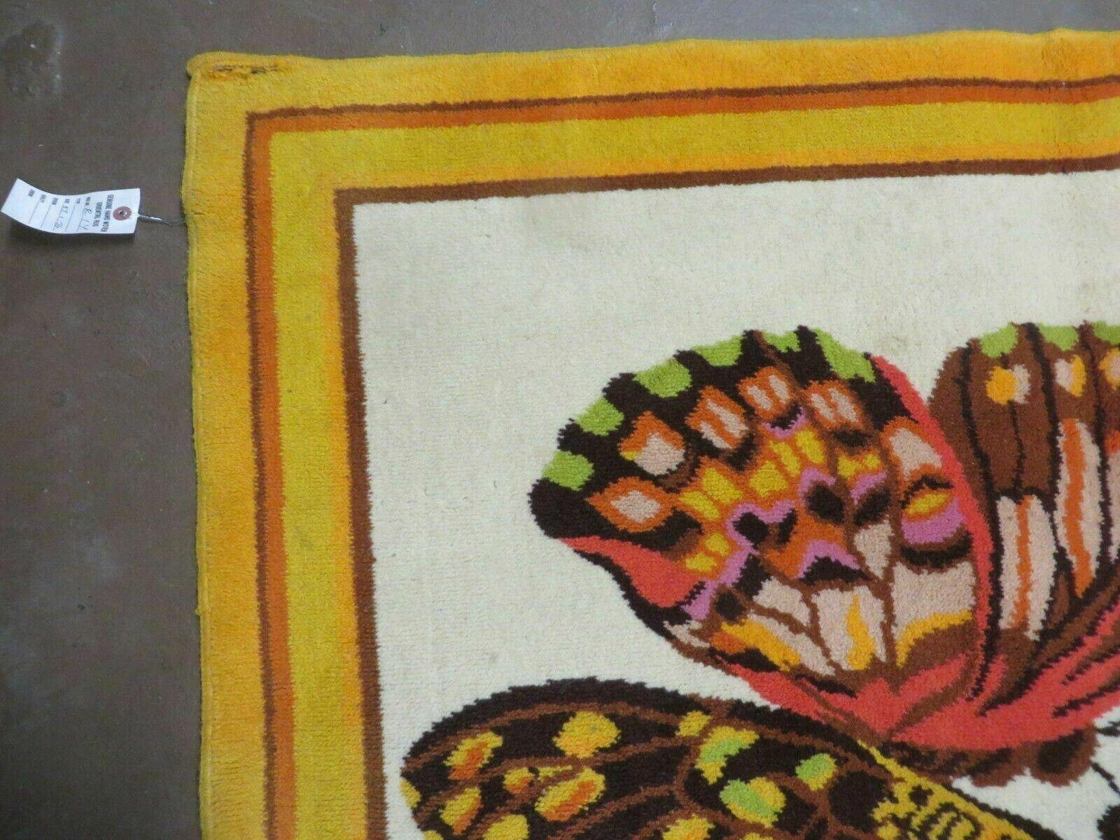 4' X 6' Tartare Modern Hand Knotted Spainsh Wool Rug Butterfly Getting Wings Nice