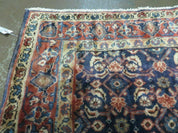 3'7" X 10' Antique Handmade India Floral Oriental Wool Runner Rug Organic Blue