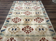 Geometric Design Area Rug 5x8, Beige and Rust Red