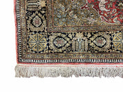 Persian Qum Silk Rug 3.8 x 5.6, Silk on Silk, Animal Pictorials, Fine 330 KPSI