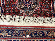 Indo Persian Bidjar Runner Rug 3 x 18.6, Red Navy Blue, Long Runner, Wool Oriental Carpet