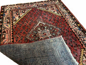 4x6 Antique Rug Handmade Wool Rug Organic Dyes Red Ivory Red Tribal Rug Boho Rug