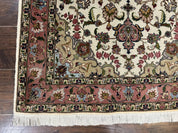 Fine Persian Tabriz Rug 3x5, Floral Medallion, 340 KPSI, Ivory Salmon