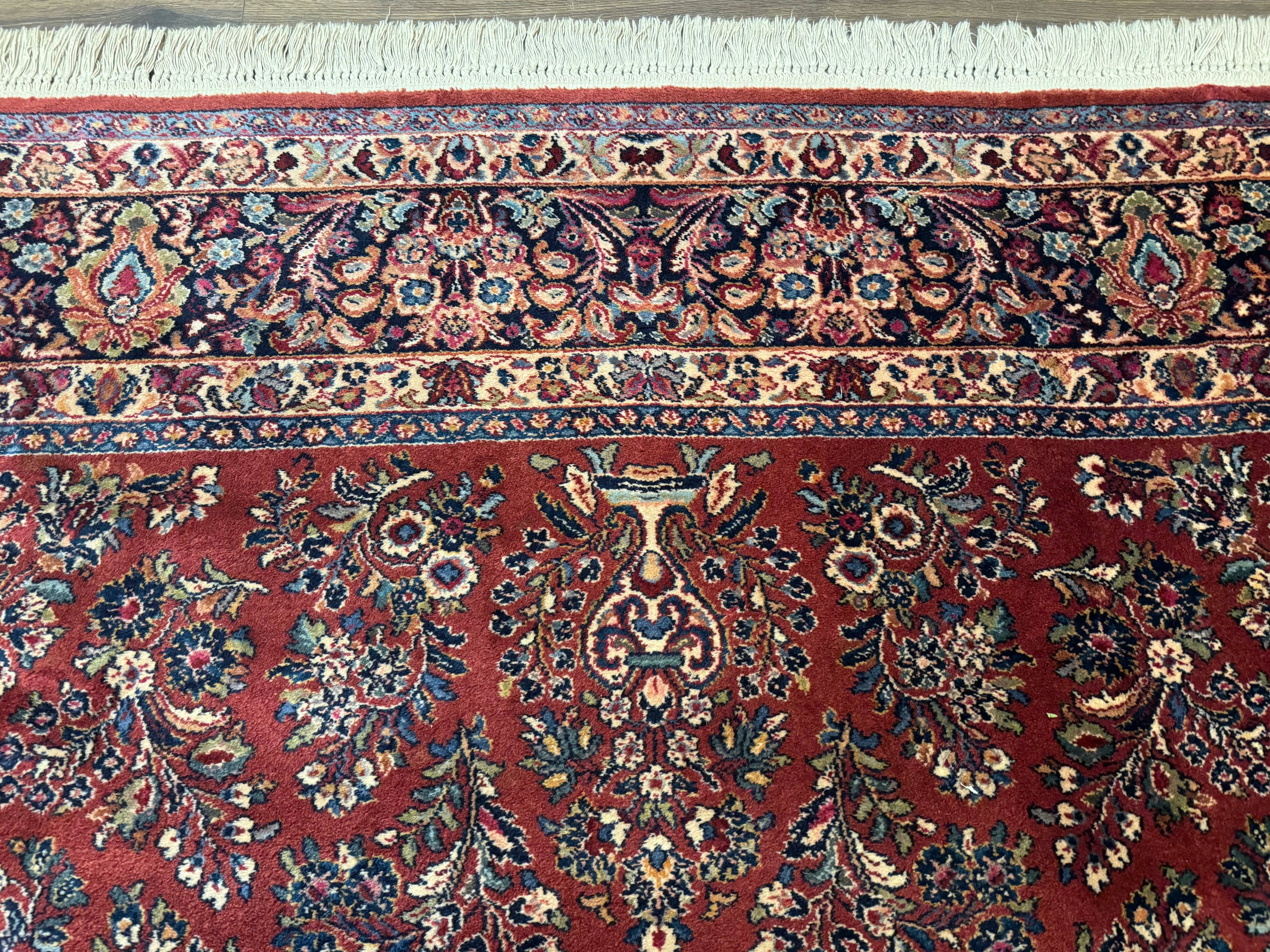 Karastan Rug 10x14, Red Sarouk #785, Wool Original 700 Series
