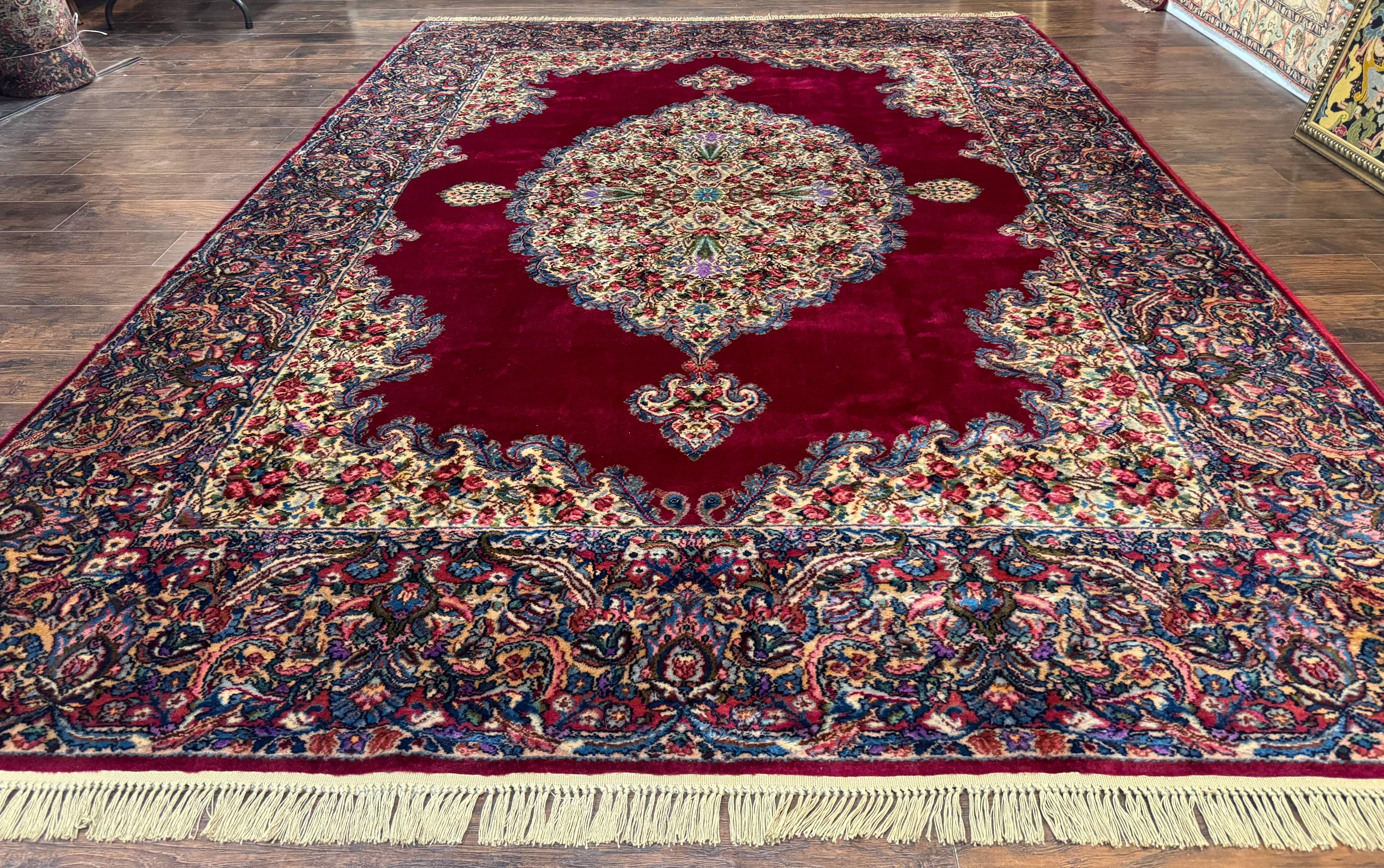 Karastan Rug 8.8 x 12 - Red Floral Kirman - Wool Pile Carpet