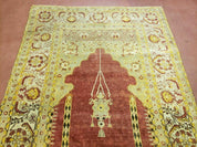 4' 5" X 7' Antique HandmadeTurkish Prayer Melas Oushak Wool Rug Mehrab Nice