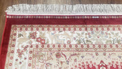 Silk Carpet 4x6 Dark Red & Cream, Tree of Life Rug, Animal Motifs, Birds Deer Rabbits, All Bamboo Silk, 4 x 6 Silk Area Rug