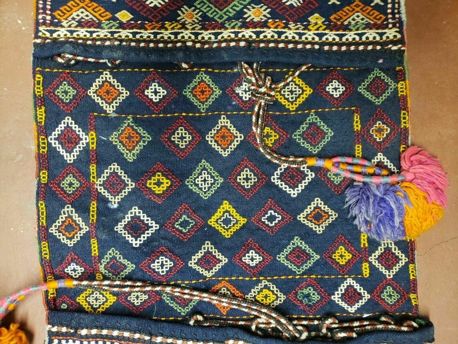 2' X 4' Handmade Turkish Tribal Kilim Wool Rug Double Saddle Bag Khorjin Nice