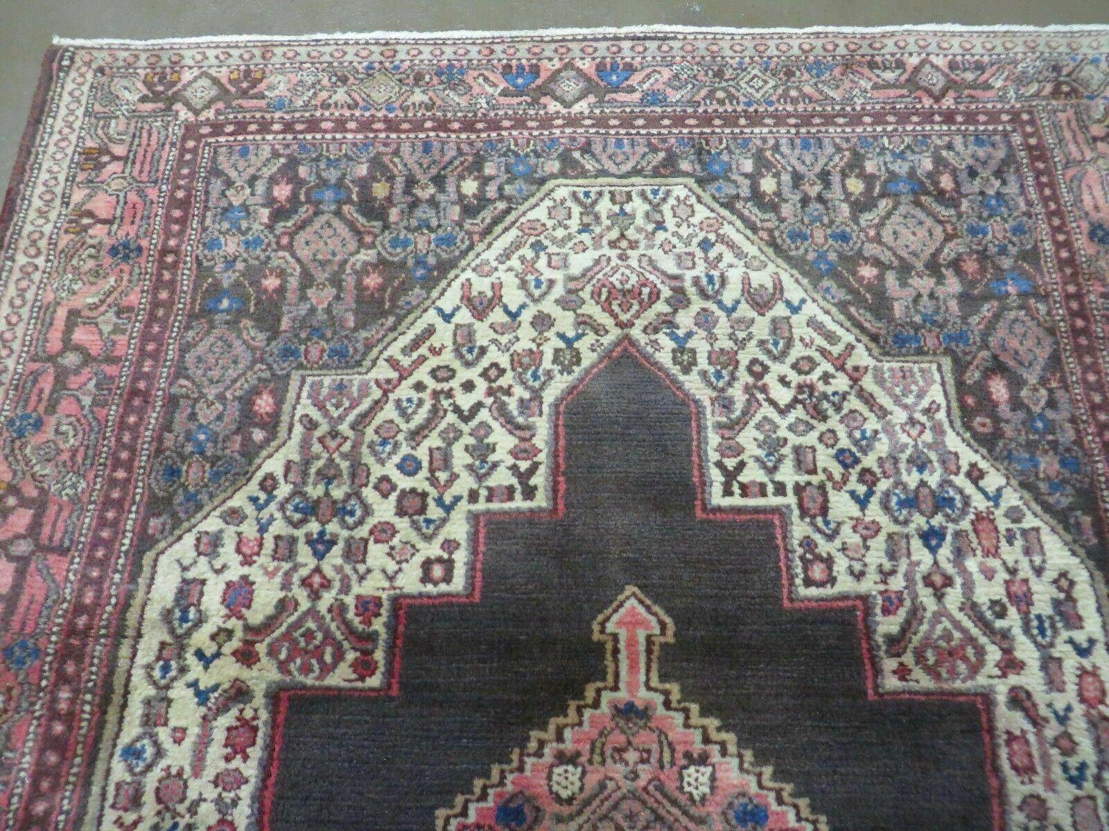 4' X 5' Antique Handmade India Floral Oriental Wool Rug Brown Vegetable Dyes