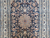 Semi Antique Fine Persian Nain Rug, Ivory & Blue, Wool with Silk Accents, 3'9" x 6'2"
