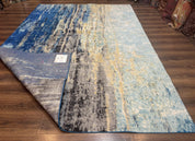 Modern Abstract Blue Area Rug 8x11 ft
