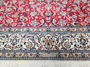 Persian Nain Rug 8x12, Red and Ivory, Signed