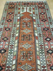 4' X 7' Antique Handmade Turkish Melas Oushak Wool Rug