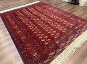 Persian Turkoman Rug 7x9, Red Tribal Carpet