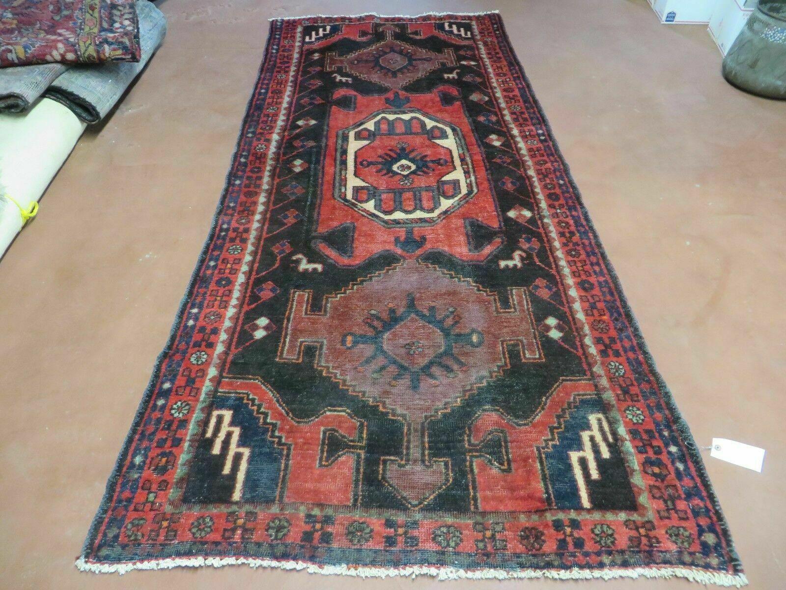 4' X 8' Antique Handmade India Geometric Oriental Tribal Wool Rug Red # 603