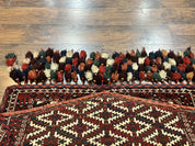 Antique Turkoman Camel Trapping, Turkoman Asmalyk, Red Black Ivory, Handmade, Hand Knotted Tribal Collectible Rug, Rare