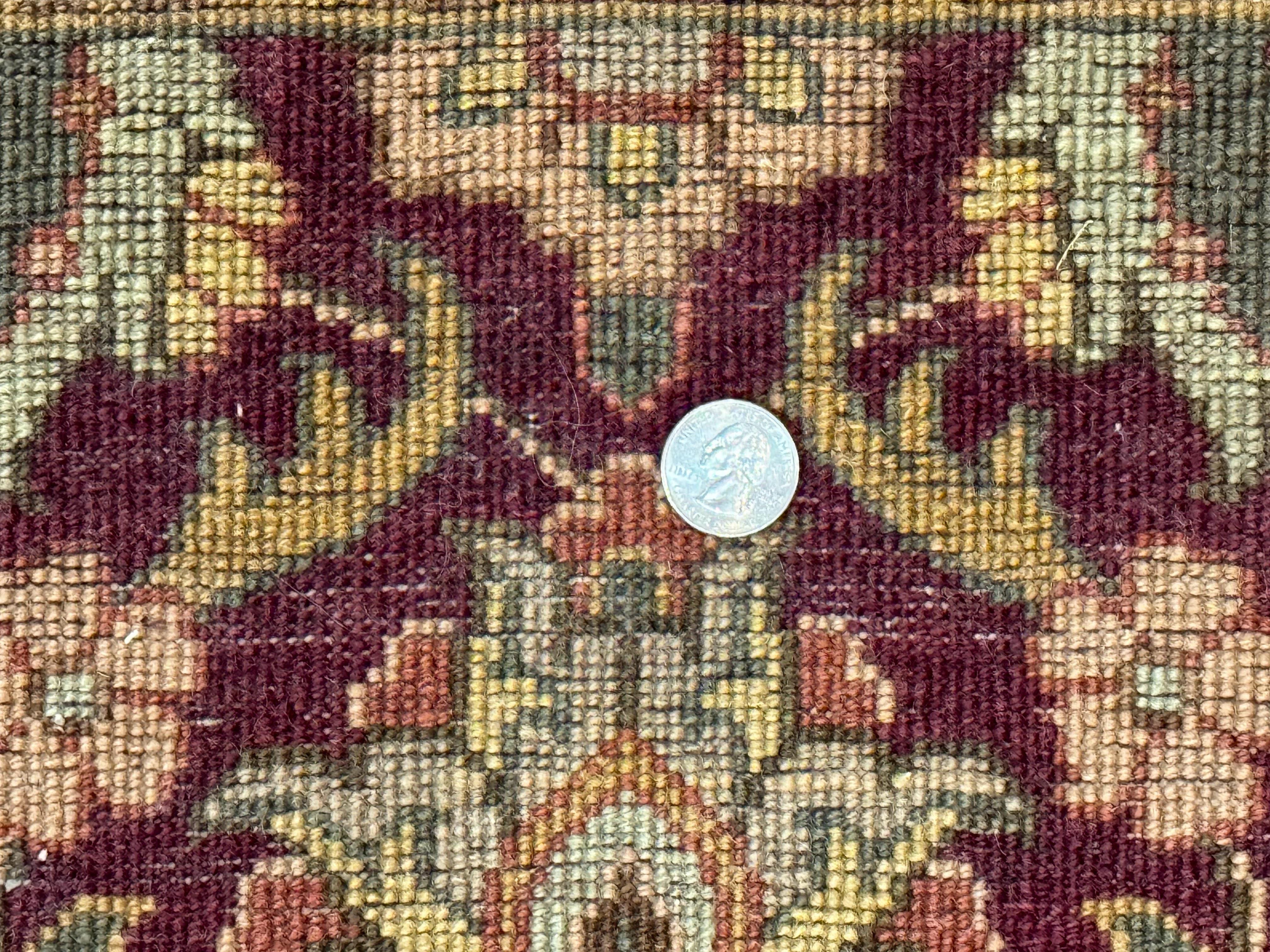 Indian Agra Runner Rug 2.6 x 17.5, Long Runner Rug for Hallway, Floral Handmade