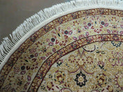 6' Handmade Fine Indian Wool Rug Carpet Round Silk Accent Beauty