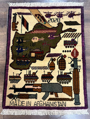 Small Afghan War Rug, Collectible, Wool