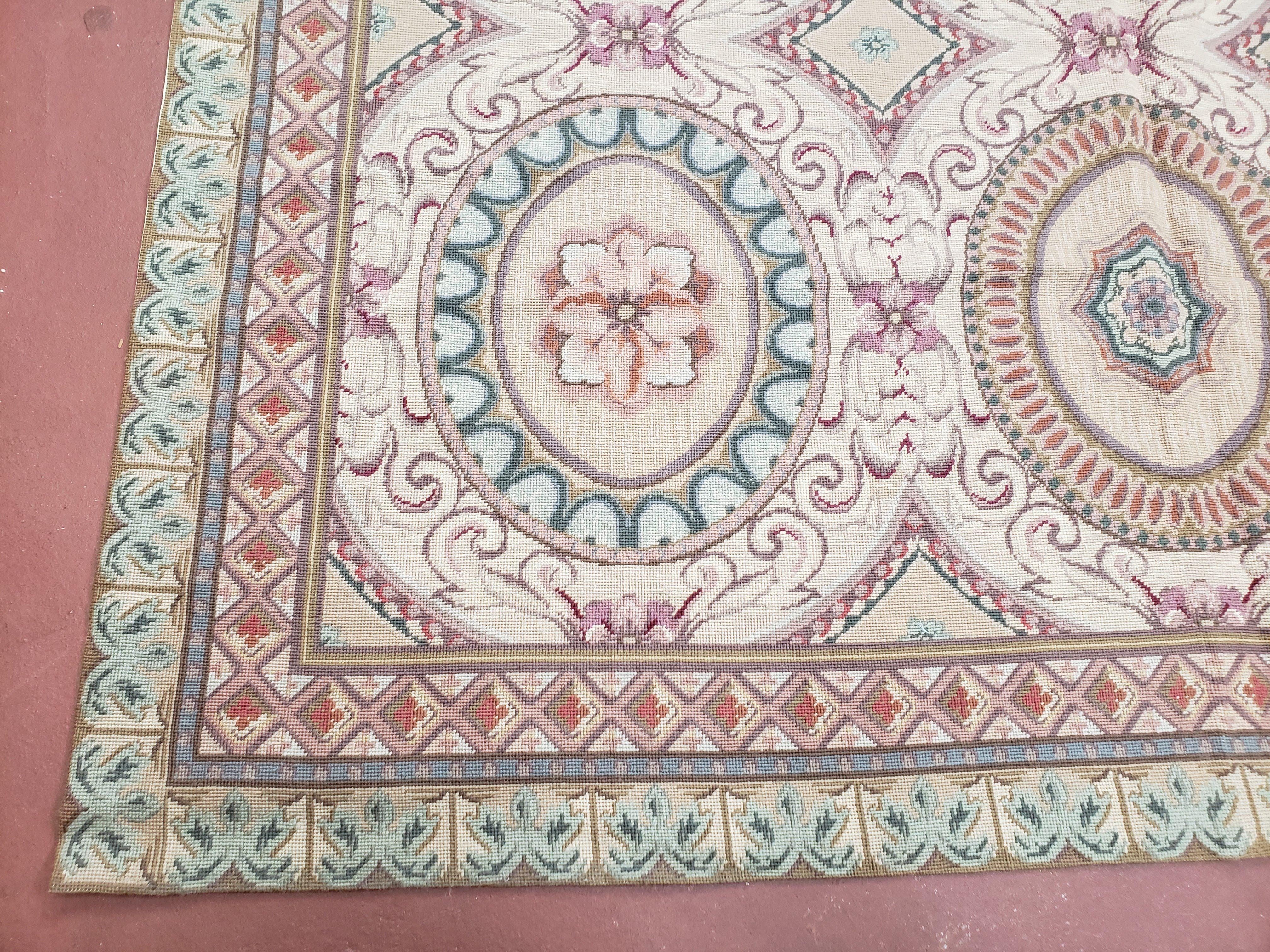 New Needlepoint Rug, 6x9 Needlepoint Carpet, Flatweave Rug, Vicotorian French European English Decor, Elegant Rug for Living Room, Handmade