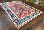 Turkish Flatweave Rug 6x9, Heriz Design, Red and Blue