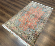 Indian Kashmiri Silk Rug 3x5, Fine 260 KPSI, Hand Knotted