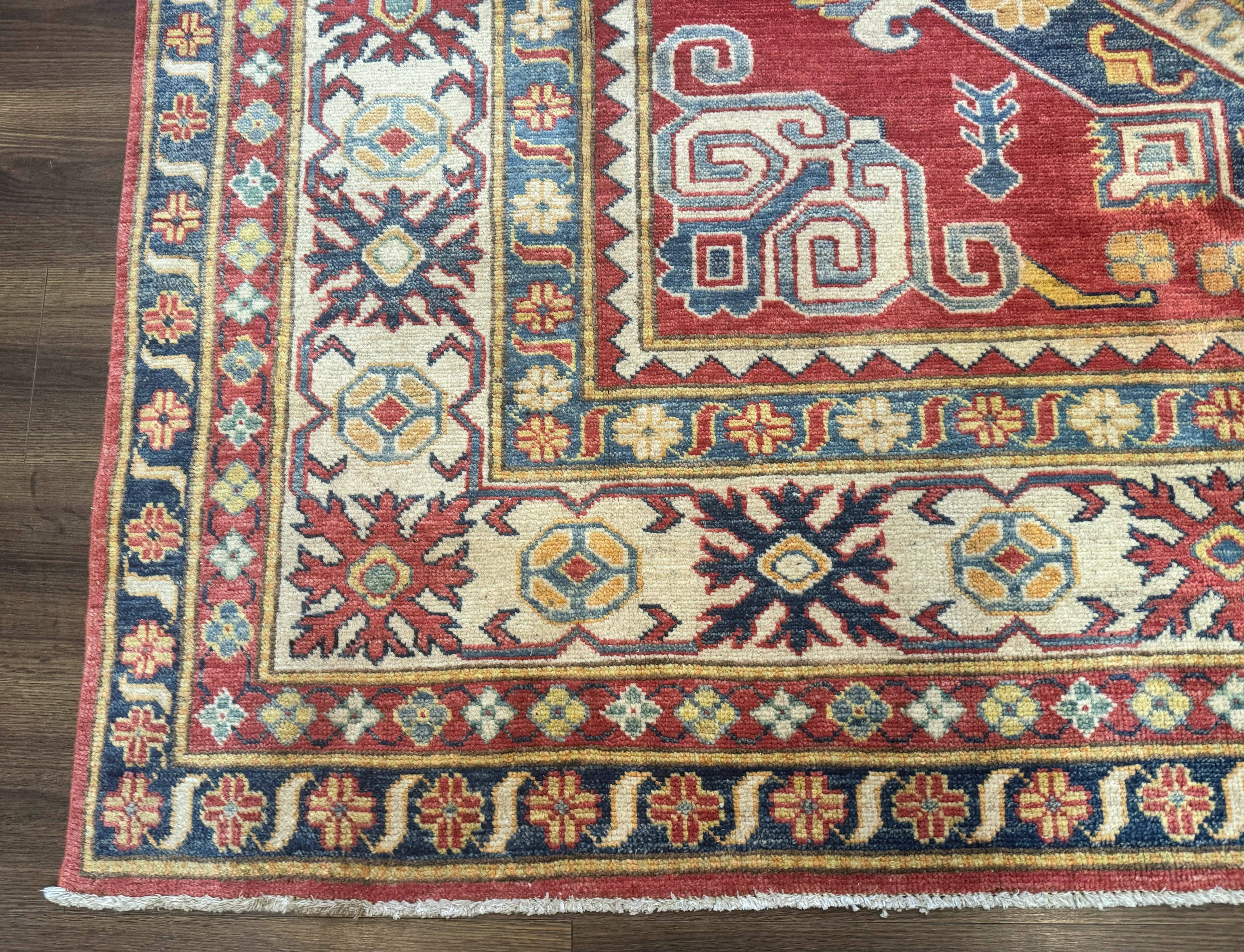 Turkish Kazak Rug 7.6 x 9.5, Geometric Medallions, Caucasian Pattern