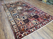 Antique Persian Bakhtiari Rug circa 1920s, Kheshti Panel Design, Wool, Hand-Knotted, 5'3" x 10'