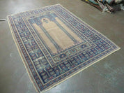4' X 6' Antique Handmade Turkish Mehrab Prayer Wool Rug Lantern Beautiful