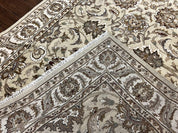 Indo Mahal Rug 6x9, Indian Carpet 6 x 9 ft, Light Green and Ivory, Floral Allover, Wool Oriental Carpet, Traditional Rug, Handmade