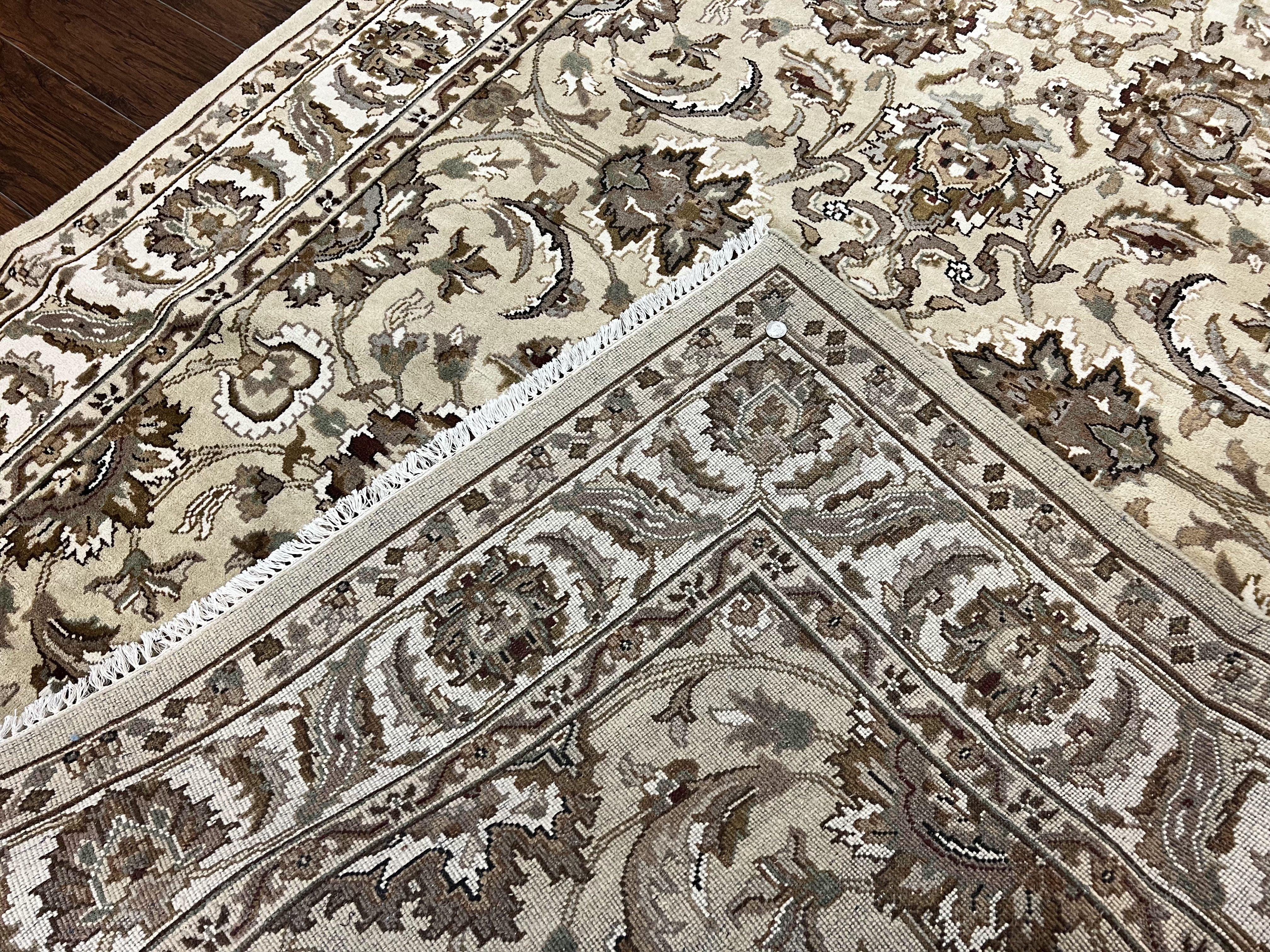 Indo Mahal Rug 6x9, Indian Carpet 6 x 9 ft, Light Green and Ivory, Floral Allover, Wool Oriental Carpet, Traditional Rug, Handmade