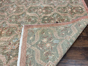 Large Modern Pakistani Rug 9x12, Handmade Wool Carpet, Peshawar Rug, Hand Knotted Oriental Rug, Contemporary, Floral, Light Green