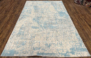 Modern Tibetan Rug 5x8 ft Light Blue and Gray Carpet, Contemporary Wool Rug, Handmade Nepali Rug, Raised Pattern, Tibet Area Rug, Nepal Rug